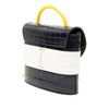 Chloé Tricolor Croc Embossed Leather Aby Lock Satchel Secondhand