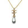 Chanel CC Gold Plated Faux Pearl Teardrop Pendant Necklace Secondhand