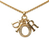 Dior Gold Plated Strass Logo Pendant Necklace Secondhand