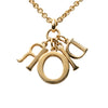 Dior Gold Plated Strass Logo Pendant Necklace Secondhand