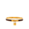 Hermès Gold Plated Epsom Kelly Cadena Lock Bangle Bracelet Secondhand