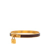 Hermès Gold Plated Epsom Kelly Cadena Lock Bangle Bracelet Secondhand