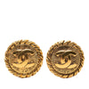 Chanel CC Gold Plated Sunburst Round Clip On Earrings Secondhand