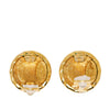 Chanel CC Gold Plated Round Clip On Earrings Secondhand
