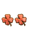 Chanel Gold Plated Enamel Clover Clip On Earrings Secondhand