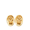 Chanel CC Gold Plated Baroque Motif Oval Clip On Earrings Secondhand