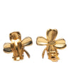 Chanel CC Gold Plated Clover Clip On Earrings Secondhand