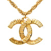 Chanel CC Gold Plated Textured Pendant Necklace Secondhand