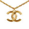 Chanel CC Gold Plated Textured Pendant Necklace Secondhand