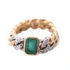 Vintage Two-Tone Gold Emerald & Diamond Flexible Chain Ring - '70s