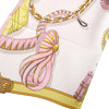 Secondhand Hermès “Frontaux Et Cocardes” Pink & Ivory Silk Carré 90 Scarf By Caty Latham