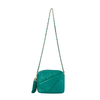 second hand Chanel Emerald Green Quilted Lambskin Front Pocket Tassel Camera Bag Gold Hardware -'80s