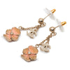 Chanel Gold Plated Enamel CC and Flower Drop Push Back Earrings Secondhand