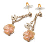 Chanel Gold Plated Enamel CC and Flower Drop Push Back Earrings Secondhand
