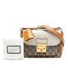 Gucci Mini GG Supreme and Calfskin Padlock Flap Pocket Satchel Secondhand
