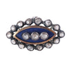 Antique Blue Enamel White Brilliant-Cut Diamond Navette Ring