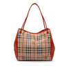 Burberry Small Leather Trimmed Haymarket Check Coated Canvas Canterbury Tote Secondhand