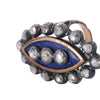 Antique Blue Enamel White Brilliant-Cut Diamond Navette Ring