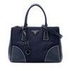 Prada Small Tessuto and City Calf Hand Stitched Galleria Double Zip Satchel Secondhand