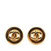 Chanel Gold Plated CC Round Clip On Earrings Secondhand