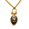 Chanel CC Gold Plated Stone Oval Pendant Necklace Secondhand