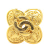 Chanel Gold Plated CC Clover Brooch Secondhand