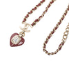 Chanel CC Gold Plated and Leather Woven Crystal Resin Heart Pendant Necklace Secondhand