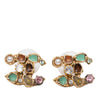 Chanel CC Gold Plated Strass Faux Pearl Resin Embellished Bullet Back Earrings Secondhand