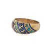 Vintage 18K Yellow Gold Multicolor Gemstone & Blue Enamel Bombé Ring 