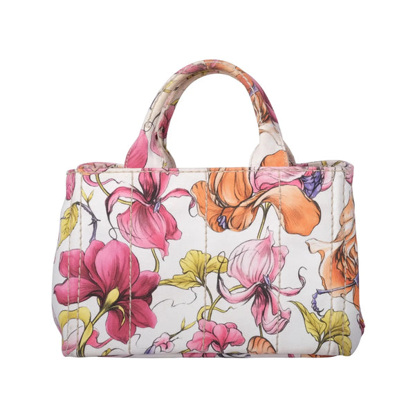 Prada Floral Print Small Canapa Tote Bag - '10s | Luxury Vintage