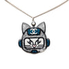 Chanel Brass Resin Strass and Faux Pearl Robot Cat Pendant Necklace Secondhand
