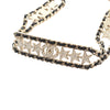 Chanel Gold Plated Leather Woven CC Rhinestone Star Choker Necklace Secondhand