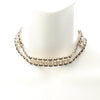 Chanel Gold Plated Leather Woven CC Rhinestone Star Choker Necklace Secondhand