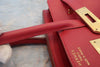 Hermes Birkin Handbag Red Courchevel with Gold Hardware