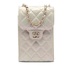 Chanel CC Quilted Iridescent Lambskin Phone Holder with Chain Secondhand