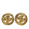 Chanel CC Gold Plated Round Clip On Earrings Secondhand