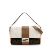Secondhand Fendi Large Zucca and Pequin Canvas Convertible Baguette Satchel