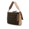 Secondhand Fendi Large Zucca and Pequin Canvas Convertible Baguette Satchel