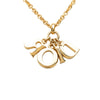 Dior Gold Plated Logo Pendant Necklace Secondhand