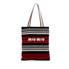 Miu Miu Tricolor Cotton Crochet Logo Striped Vertical Tote Secondhand