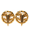 Chanel CC Gold Plated Strass Round Rope Clip On Earrings Secondhand