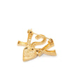 Saint Laurent Gold Plated Logo and Crystal Heart Brooch Secondhand