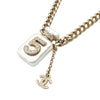 Chanel Gold Plated CC Resin and Rhinestones No. 5 Perfume Bottle Pendant Necklace Secondhand