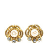 Chanel Gold Plated Faux Pearl and Rhinestones Clip on Earrings Secondhand