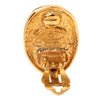 Chanel CC Gold Plated Crown Oval Clip On Earrings Secondhand