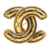 Chanel Gold Plated CC Quilted Brooch Secondhand