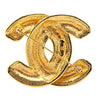 Chanel Gold Plated CC Quilted Brooch Secondhand