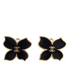Chanel CC Gold Plated Enamel Flower Clip On Earrings Secondhand