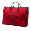Gucci 100th Anniversary Calfskin Trimmed Felt Script Logo Shopping Tote Secondhand