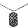 Chanel CC Silver Plated Quilted Dog Tag Pendant Necklace Secondhand
